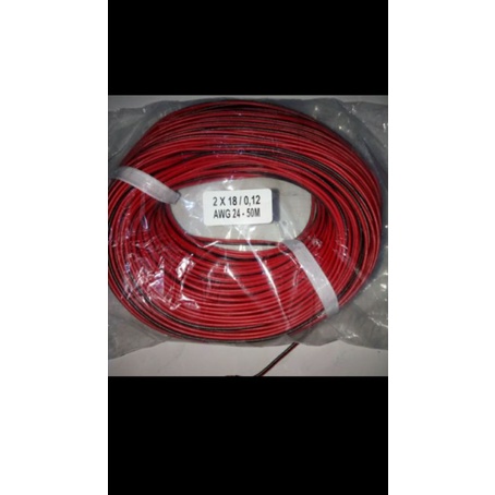 kabel awg24 2x18serabut diameter 1,2mm 1rol panjang 50meter