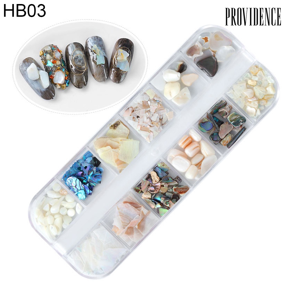 Providence 12 Styles Crushed 3D Irregular Shell Pieces Nail Art Decorations UV Gel Tips