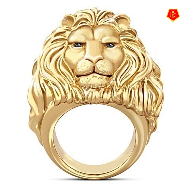 [Ready Stock]Hip Hop Domineering Lion Gold Ring