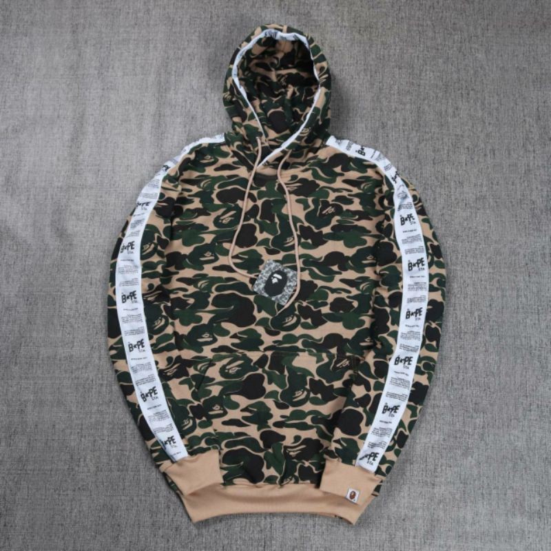 Jaket Sweater Hoodie Bape x Champion Camo Army Premium FullTag & Label