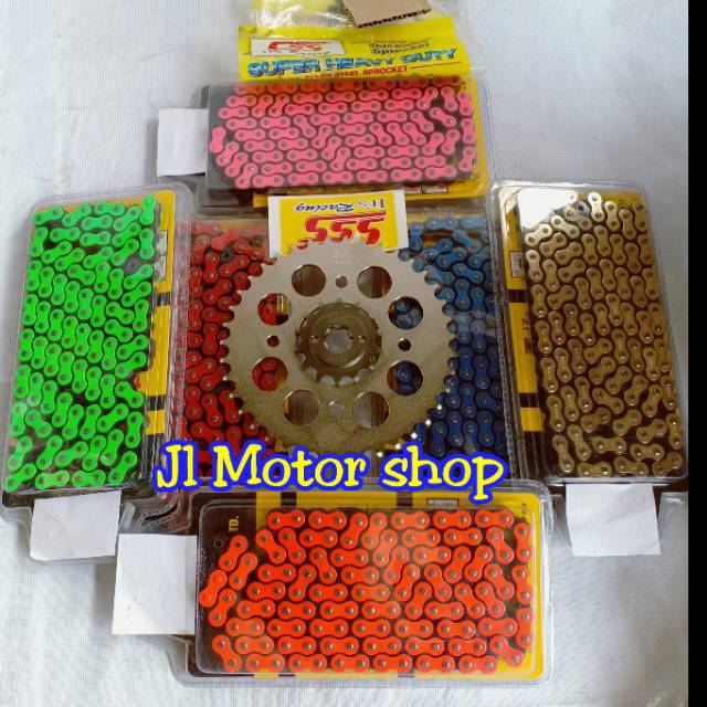 GIR GEAR SET GEARSET SSS 415 VIXION OLD VIXION NEW R15 OLD V1 V2 XABRE JUPITER MX KING BYSON DLL RANTAI WARNA BIRU MERAH GOLD HIJAU PINK OREN