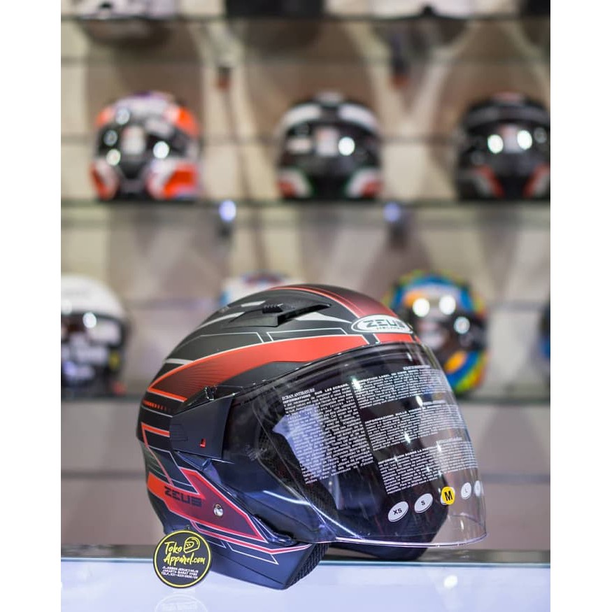 HELM HALF FACE ZEUS ZS-611 MATTBLACK / TT17 RED