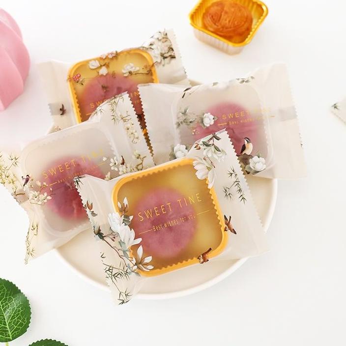 

ハ Plastik Mooncake Cookies silver flower packaging kue mewah Plastik packaging kue 50/75/100GR PMC-25