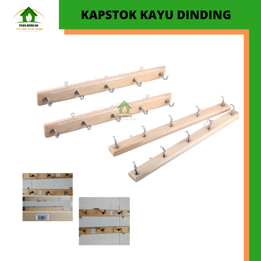 Gantungan baju kayu murah dinding kapstok minimalis dengan 5 pengait KAPSTOK / GANTUNGAN BAJU KAYU K