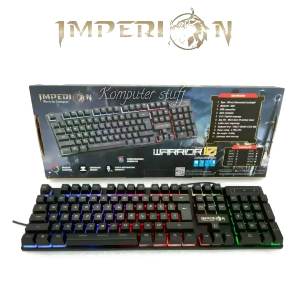 KEYBOARD GAMING IMPERION WARRIOR 10 SEMI MECHANICAL WIRED USB BACKLIGHT 3 MODE LED