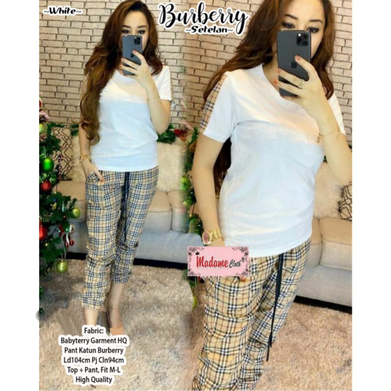 burberry set / setelan wanita / one set simpel mkdis kekinian
