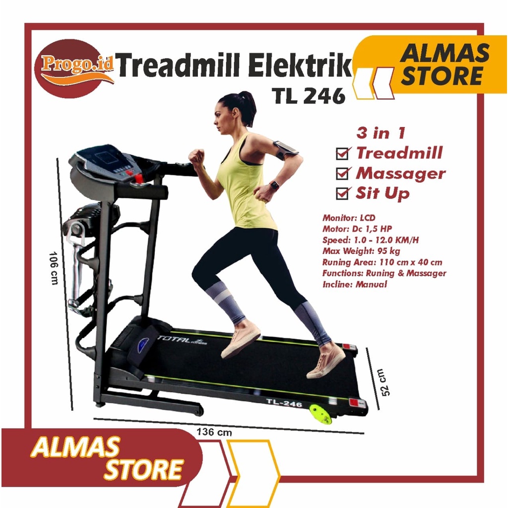 TREADMILL ELEKTRIK TL-246 Treadmil Tredmill Tredmil Tradmill Tritmil Elektrik Tridmill tridmil
