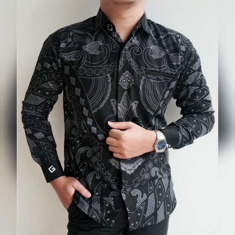 KEMEJA BATIK PRIA COWO COWOK LAKI LAKI LENGAN PANJANG MODERN PEKALONGAN