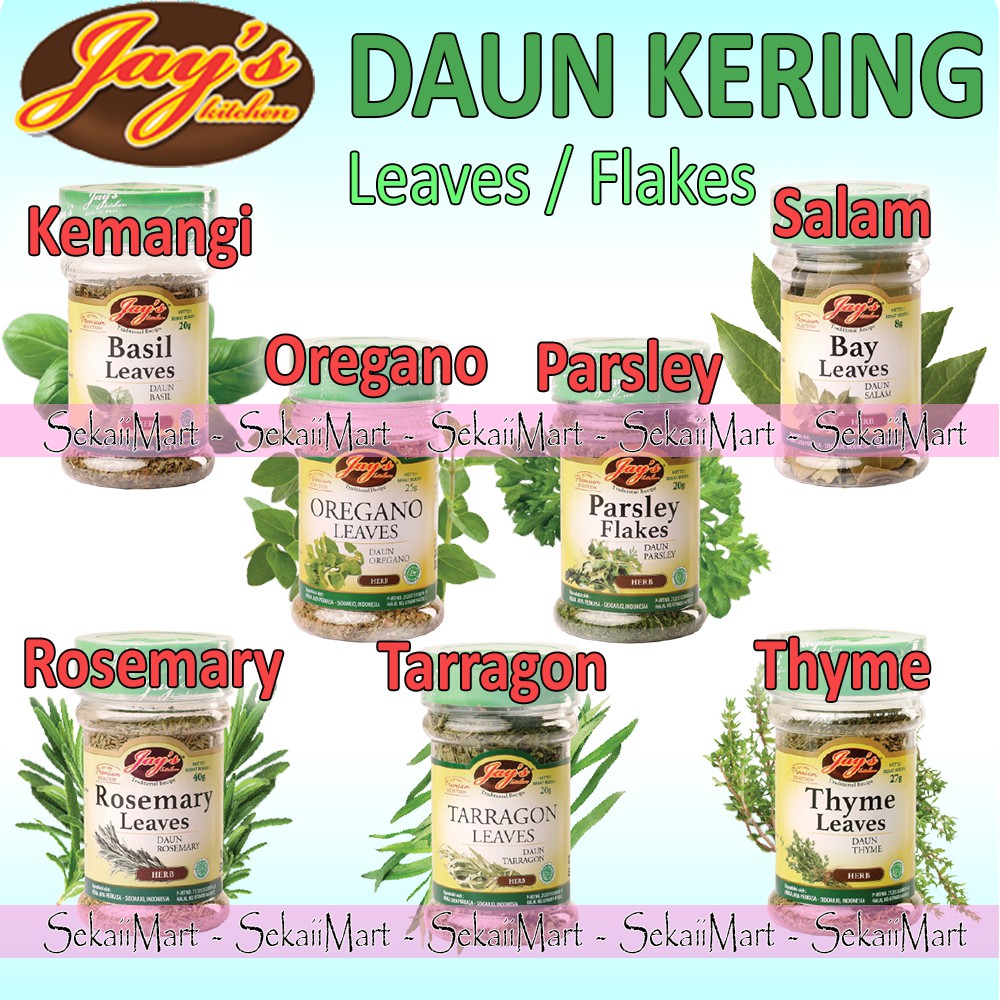 

JAY'S Rempah Daun Kering Semua Jenis - JAYS KITCHEN All Variant Leaves Oregano / Parsley / Rosemary