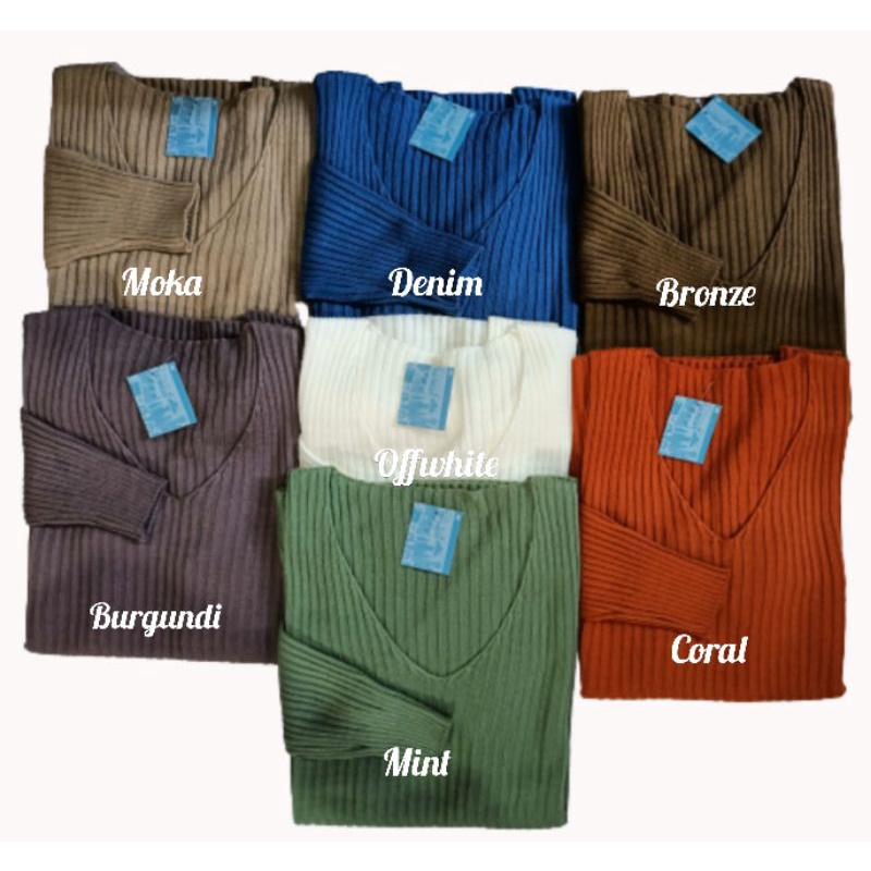 Sweater V Neck Jalur Premium