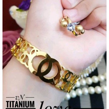 Titanium Set Perhiasan Wanita Gold 48223