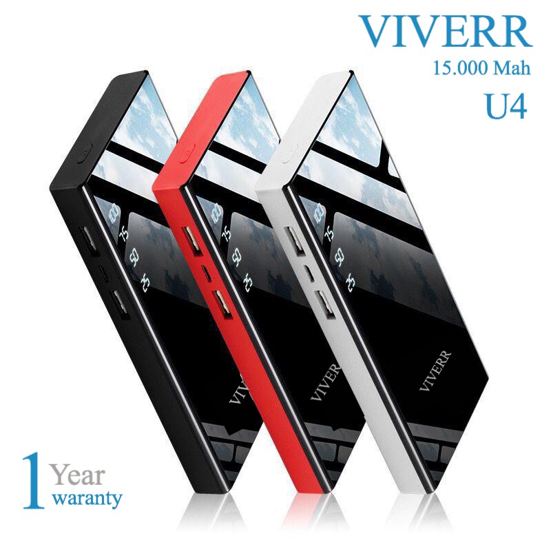 VIVERR Powerbank Viverr U4 15.000 Mah With BIG LED Flashlight Garansi 1 Tahun