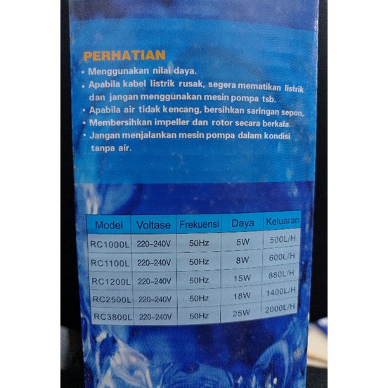 PROMO POMPA AQUARIUM INTERNAL FILTER RECENT RC 2500L