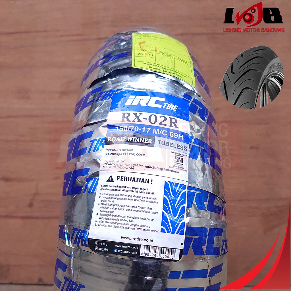 IRC 150/70-17 RX-02 Road Winner Ban Luar Tubeless Belakang Motor Sport Yamaha Honda Kawasaki Universal Rear