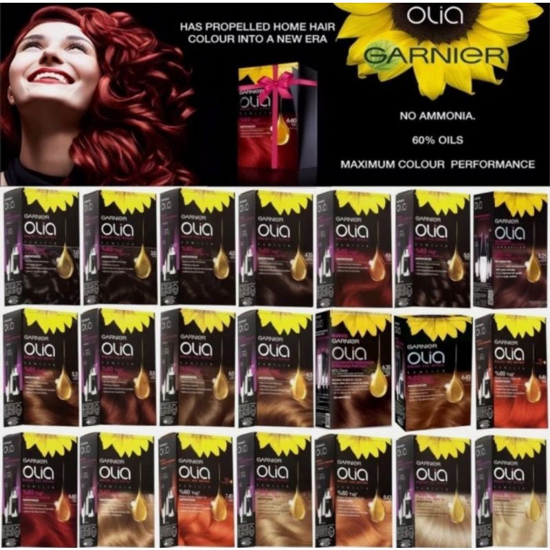 Garnier Olia 1.0 Deep Black 3.0 Darkest Brown 4.0 Dark Brown 4.15 Iced Chocolate 7.0 Dark Blonde 9.2