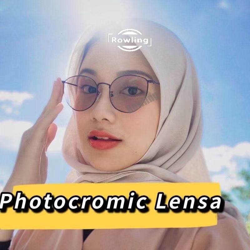 rowling(pc-88)2 In 1 Kacamata lensa photocromic anti radiasi wanita pria kacamata bingkai Titanium perubahan warna fotocromic