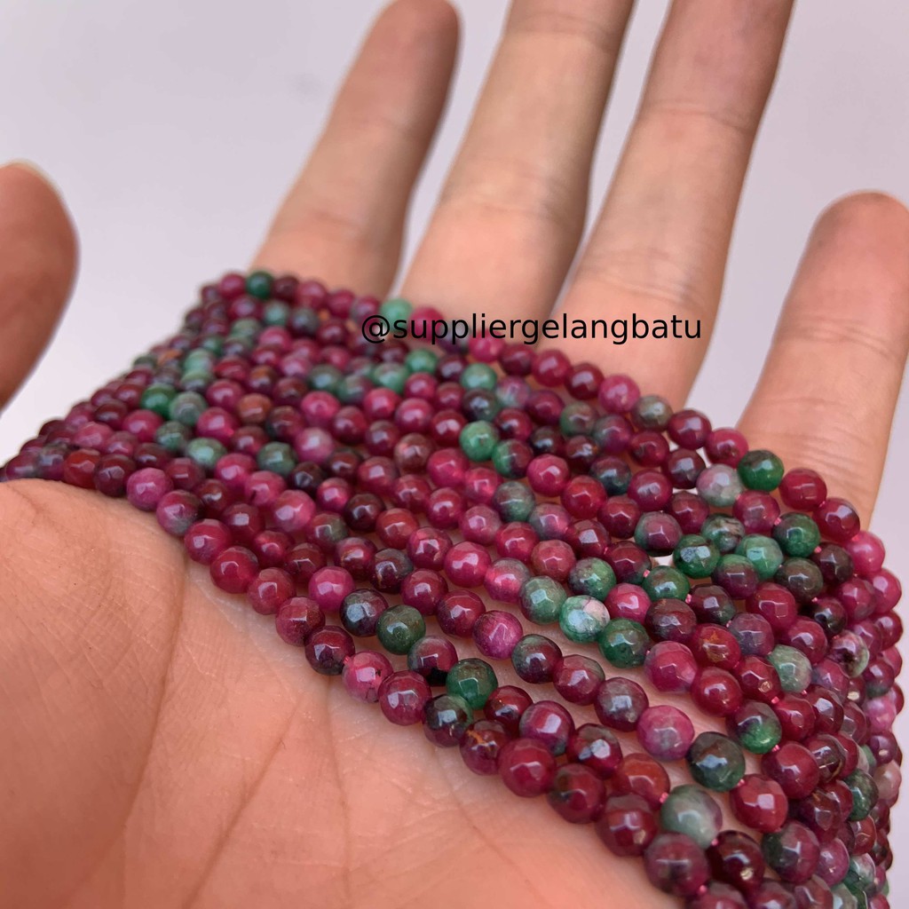 Natural TANZANIA 4mm CUTTING batu manik FACETED bead ruby red bracelet