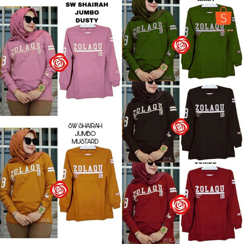 Kaos Jumbo XXL Shaira | Baju Atasan Wanita Lengan Panjang | Pakaian Big Size Perempuan | Kaos Wanita