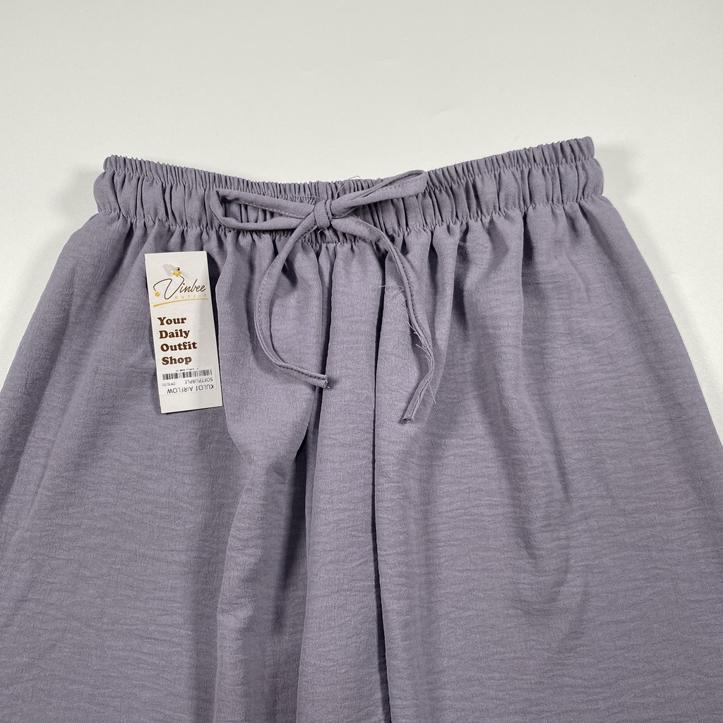 VIOLET HIGHWAIST LOOSE PANTS KULOT CRINCLE AIRFLOW-Soft Purple
