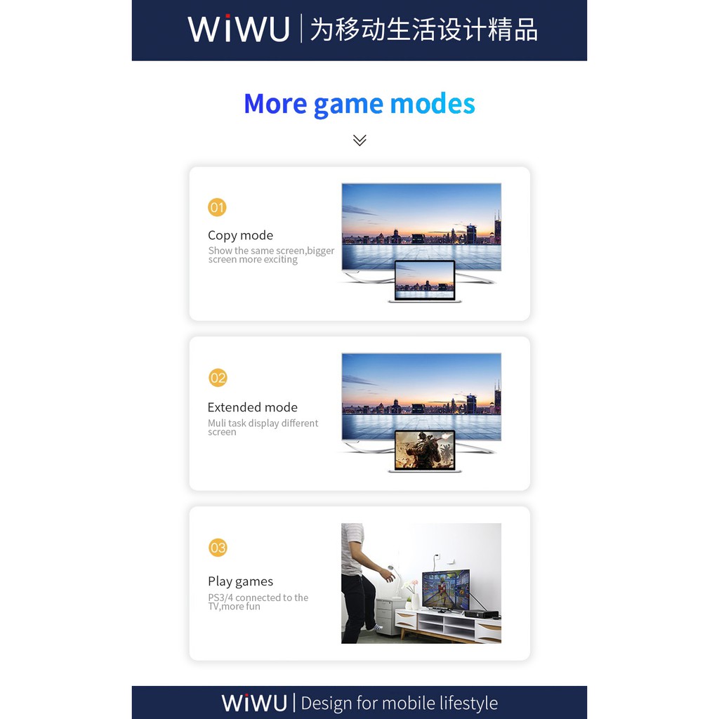 WIWU X10 - Type-C to 4K HDMI Cable - NS Switch Compatible - 200cm - Kabel Type-C ke 4K HDMI 2 Meter