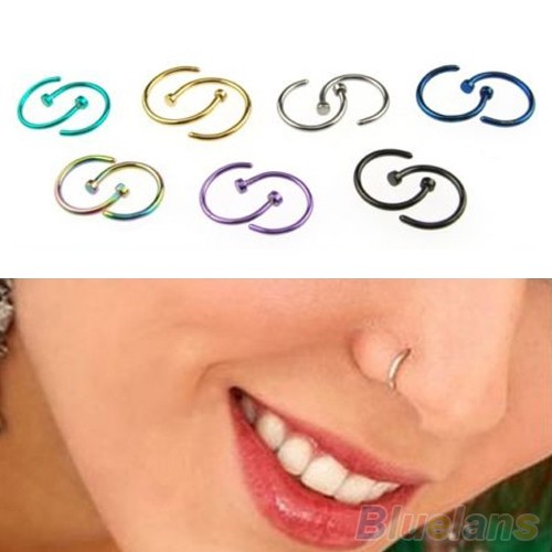 2 Pcs Perhiasan Tindik Tubuh Anting-anting Cincin Lingkaran Terbuka Stainless Steel Untuk Hidung