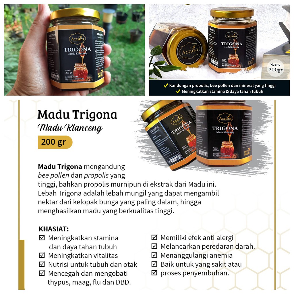 

MADU TRIGONA AZZURA HITAM 200 gram klanceng lebah trigona lebah apis madu premium