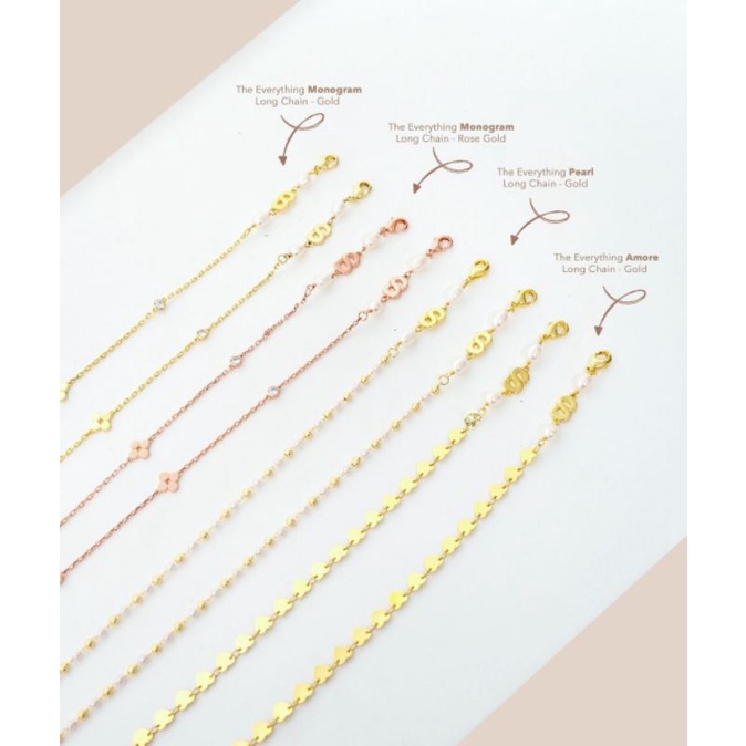 Everything monogram long chain by buttonscarves (Gold)