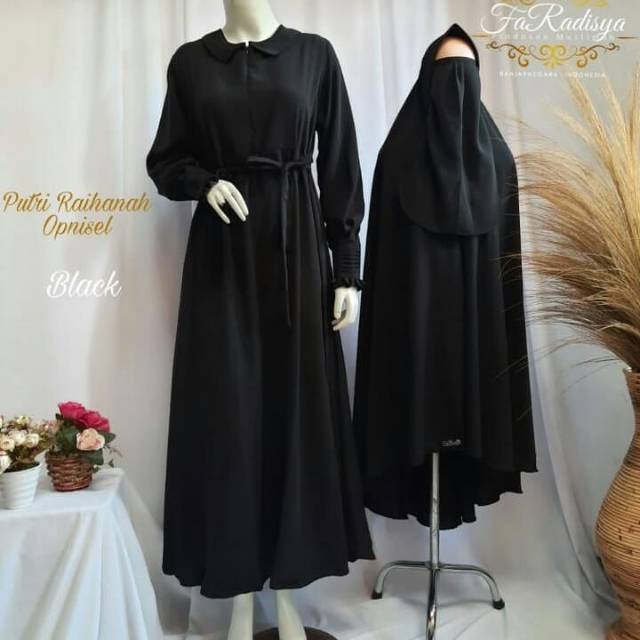 Gamis set syar'i polos free cadar niqab tali