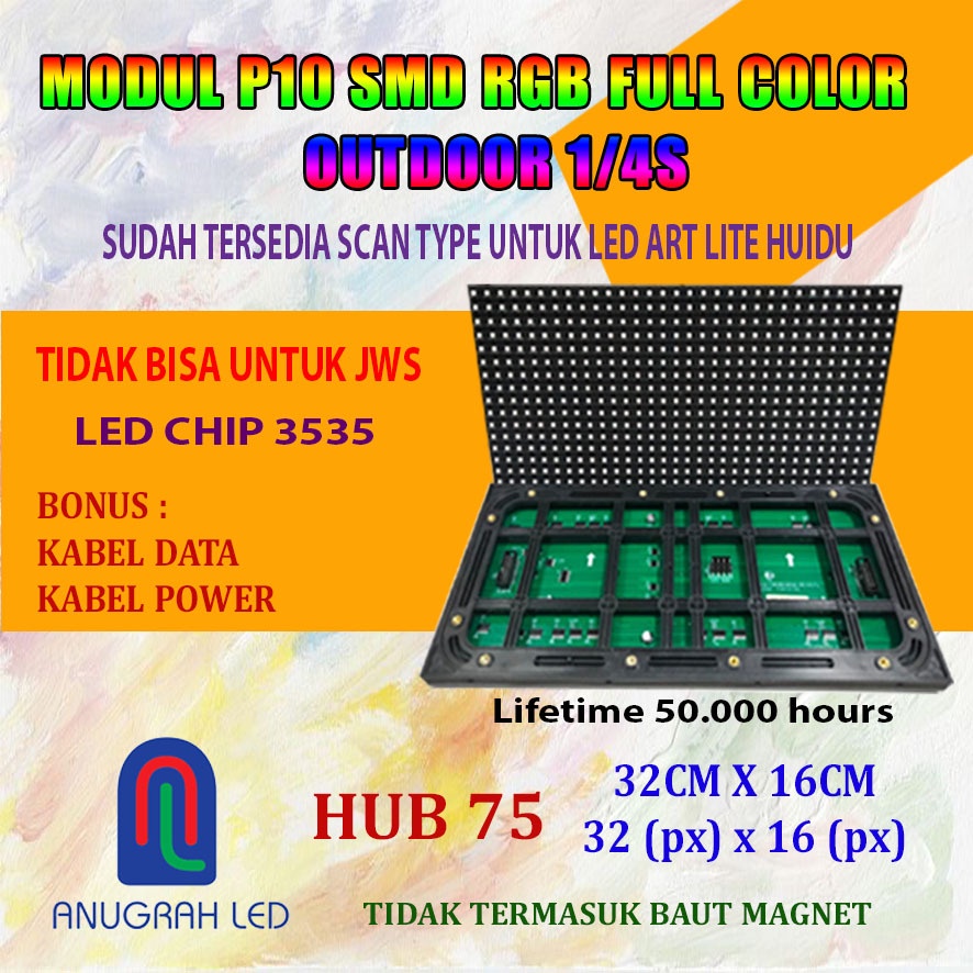 Jual MODUL PANEL LED P10 RGB 1/4 SCAN SMD OUTDOOR Led Chip 3535 ...