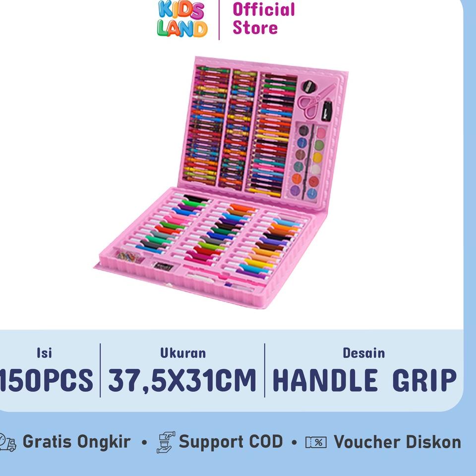 

STOCK TERBATAS Krayon Anak Set Koper 150 in 1 Crayon Full Alat Melukis Mewarnai Set KIDS LAND 3898 ㅛ