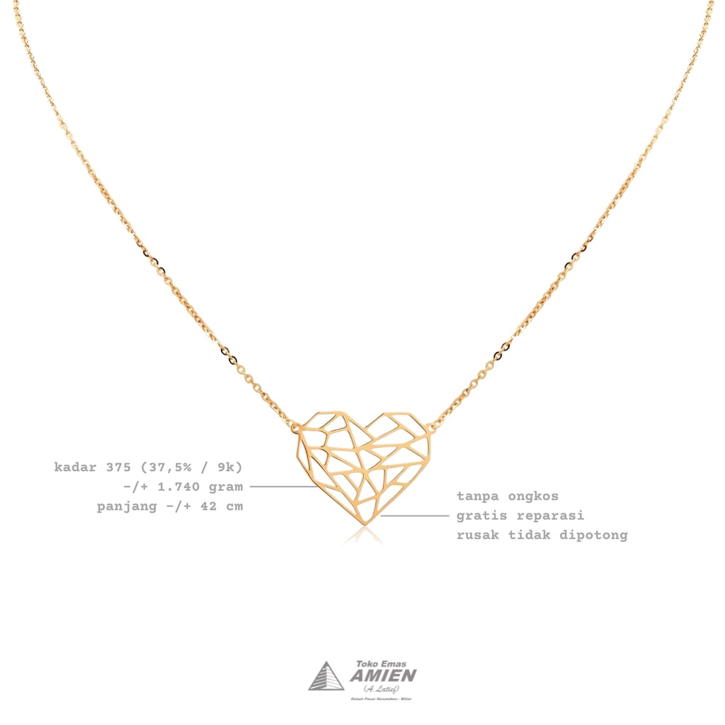 Toko Emas Amien Kalung Emas UBS Kadar 375 (37,5% / 9K) 1.740 Gram - Kalung Love Mozaic