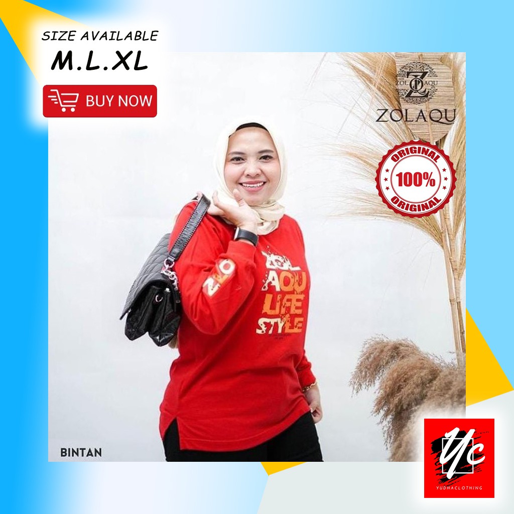 Zolaqu Bintan Original Atasan Kaos Wanita Lengan Panjang Size M L XL