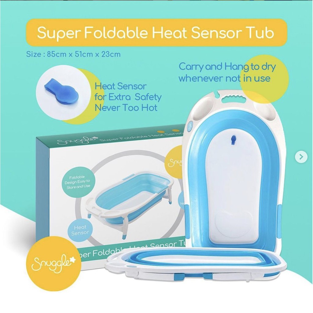 Ember Bak Mandi Bayi SNUGGLE Lipat Praktis Heat Sensor FOLDABLE  pengukur suhu air crown ember