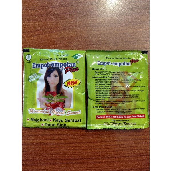 

Empot - Empotan Plus Menambah Gairah Suami - PD Wijaya Kusuma (1 Pack Isi 10 Sachet)