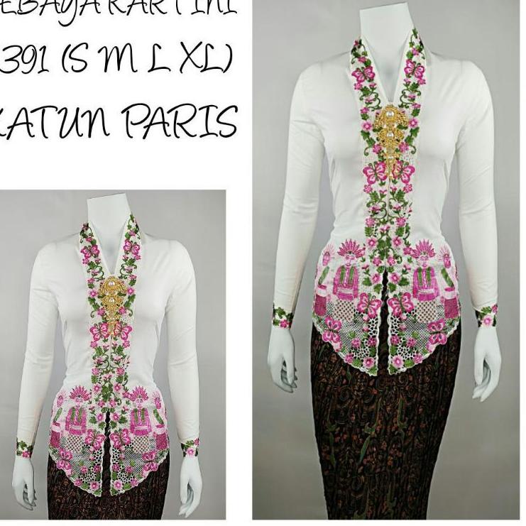 ➹ Indah KEBAYA ENCIM MODERN PUTIH LENGAN PANJANG BORDIR WARNA Katun Paris KEBAYA WISUDA KEBAYA KATUN