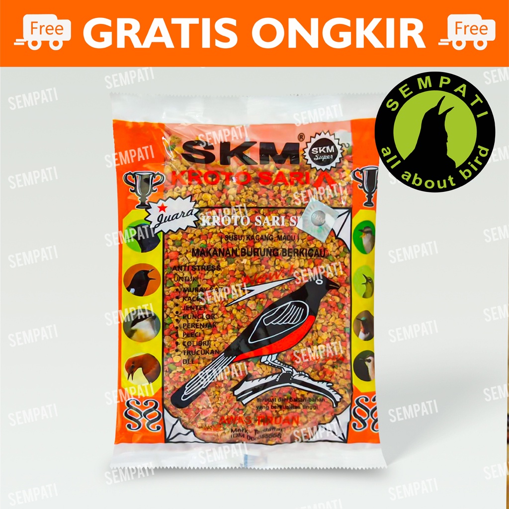 PAKAN BURUNG SKM KROTO SARI VOER PUR KASAR MAKANAN BURUNG MURAI KACER JENTET DECU CUCAK TRUCUKAN SKM