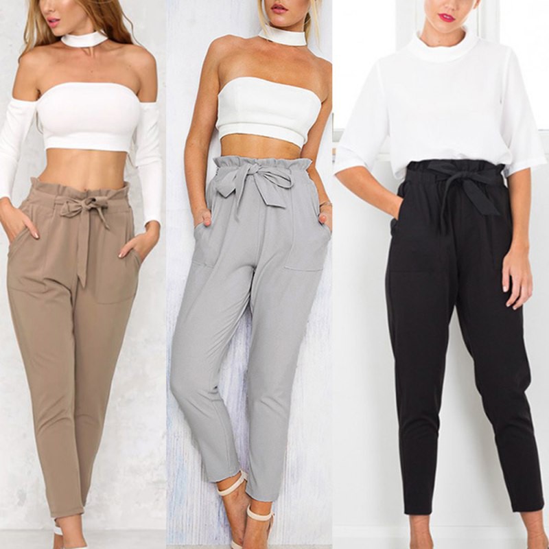 Celana Panjang Gaya Harem High Waist Casual dengan Tali Celana Panjang Gaya Harem High Waist Casual dengan Tali