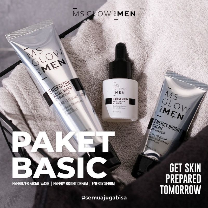 Msglow for men paket basic skincare pria glowing bpom