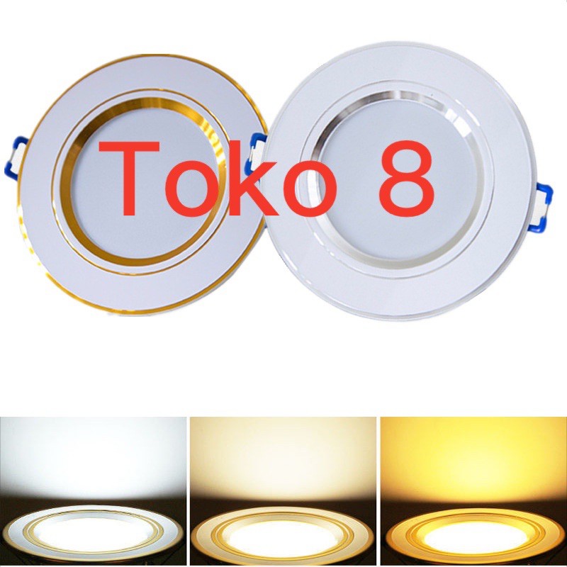 LAMPU DOWNLIGHT LED 3 WARNA 5WATT/ WARNA GOLD DAN SILVER/PANEL LED/ LAMPU PLAFON/ PANEL PLAFON