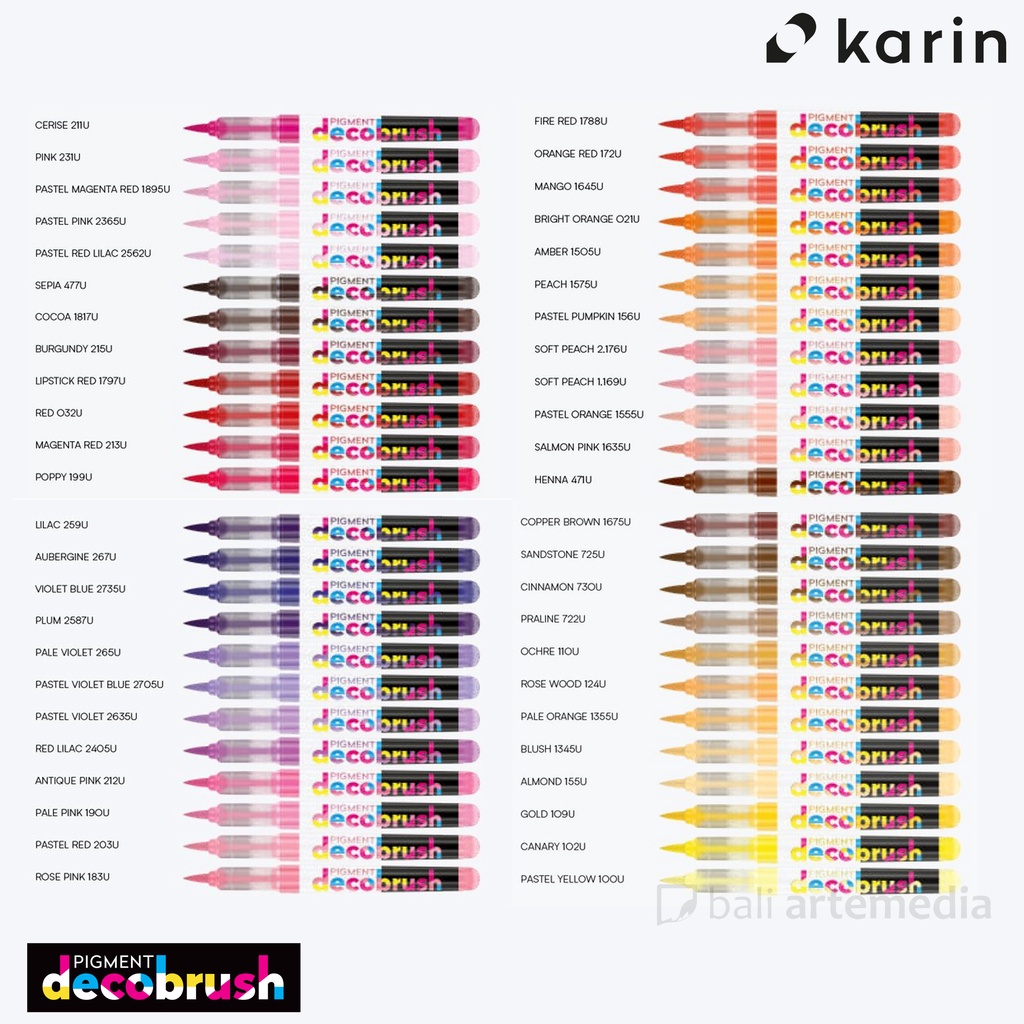 Spidol Mewarnai Alat Menggambar Drawing Pen Karin Pigment Decobrush Colors Collection Markers Part 2/2 By Bali Artemedia