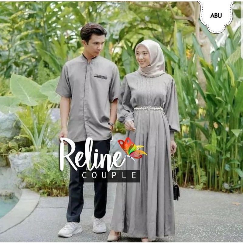 Gamis couple RELINE / Sarimbit Idul Fitri Keluarga /Gamis Couple lebaran 2022 / gamis couple terbaru