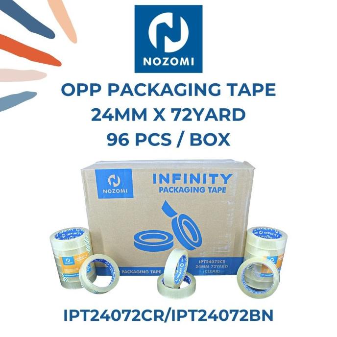 

[GROSIR] LAKBAN NOZOMI INFINITY 24 MM x 72 YARD CLEAR / 96 ROLL