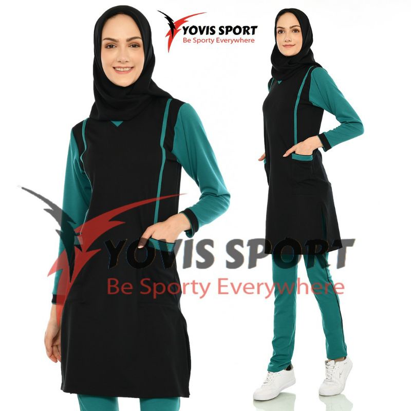 Setelan senam tunik wanita Yovis Sport / pakaian olahraga  muslimah/Hijab