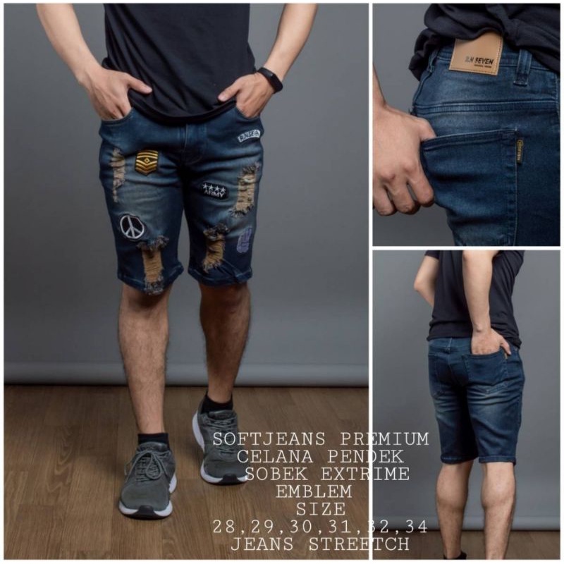 READY PENDEK PREMIUM JEANS/PENDEK SOBEK COWOK SIZE 28-34