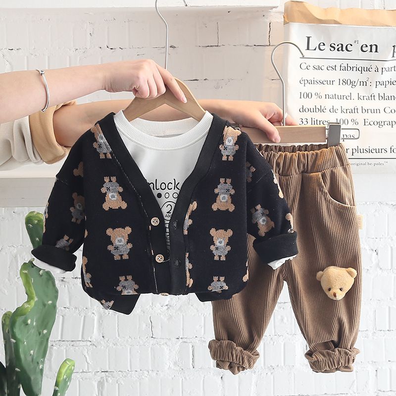 [COD] SETELAN ANAK LAKILAKI / SETELAN PREMIUM IMPORT / SETELAN MOTIF 3DBEAR / SETELAN 0-5 TAHUN / SETELAN 3 IN 1/Brownieground