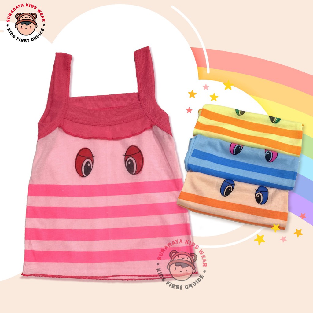 Tanktop / Singlet Anak Perempuan Motif Mata dan Lol