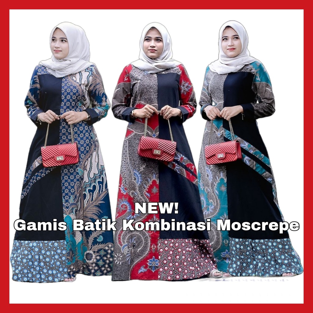 Gamis Batik Terbaru Fashion Muslim Wanita Gamis Batik Kombinasi Gamis Jumbo