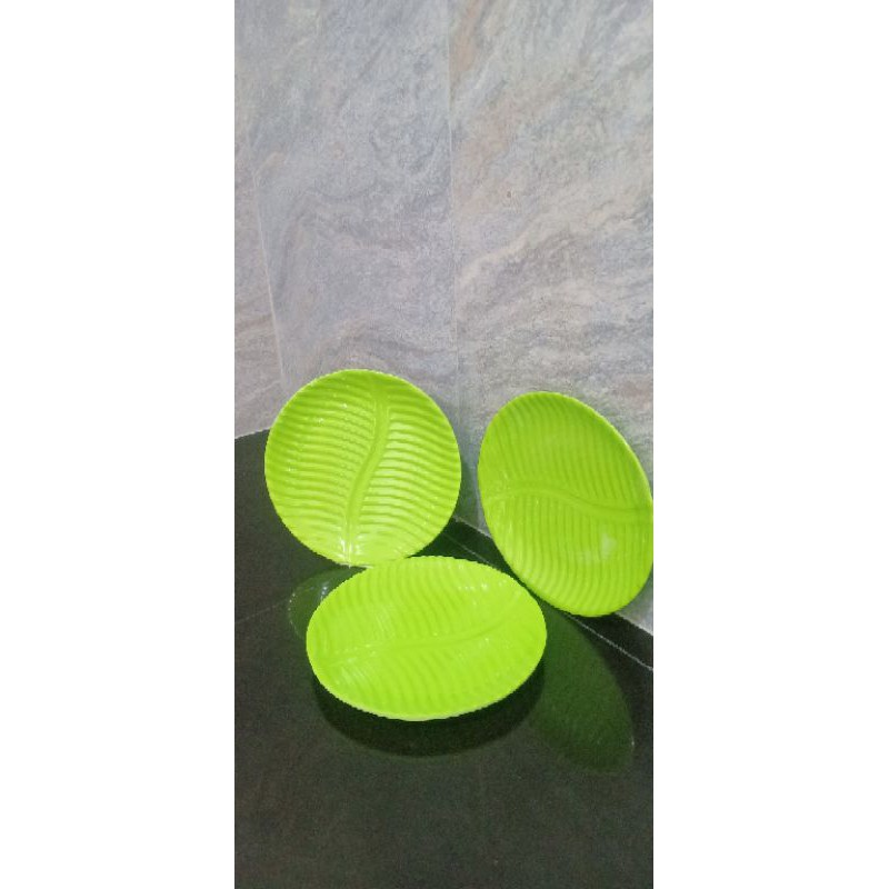 piring saji melamine singa singi motif daun standar SNI 3 pcs