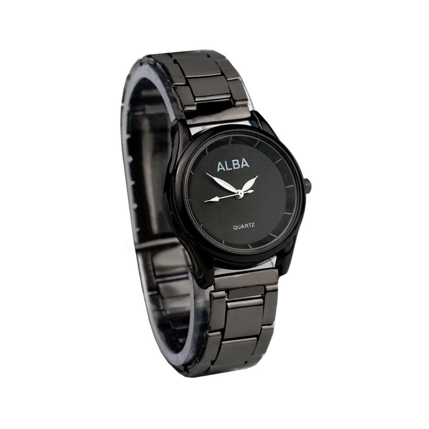 WBS ✅COD JAM TANGAN COUPLE ALBA RANTAI GROSIR IMPORT PRIA WANITA PASANGAN MURAH PREMIUM AL013-WANITA FULL BLACK
