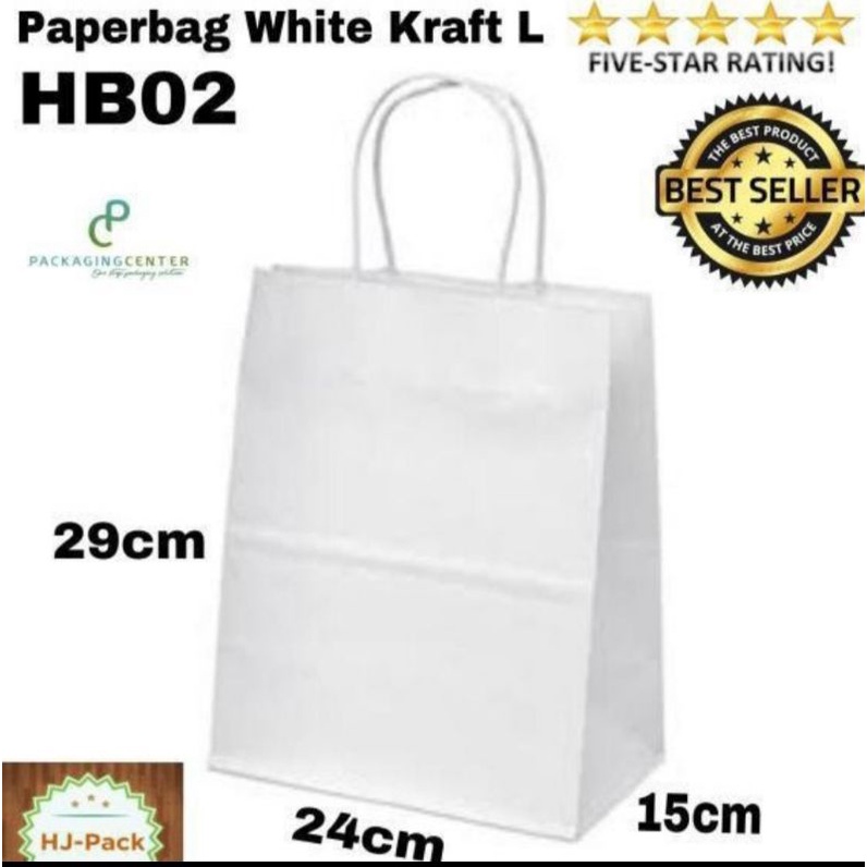 Paper bag kraft putih L HB02 /Tas kertas Goodie bag shopping bag